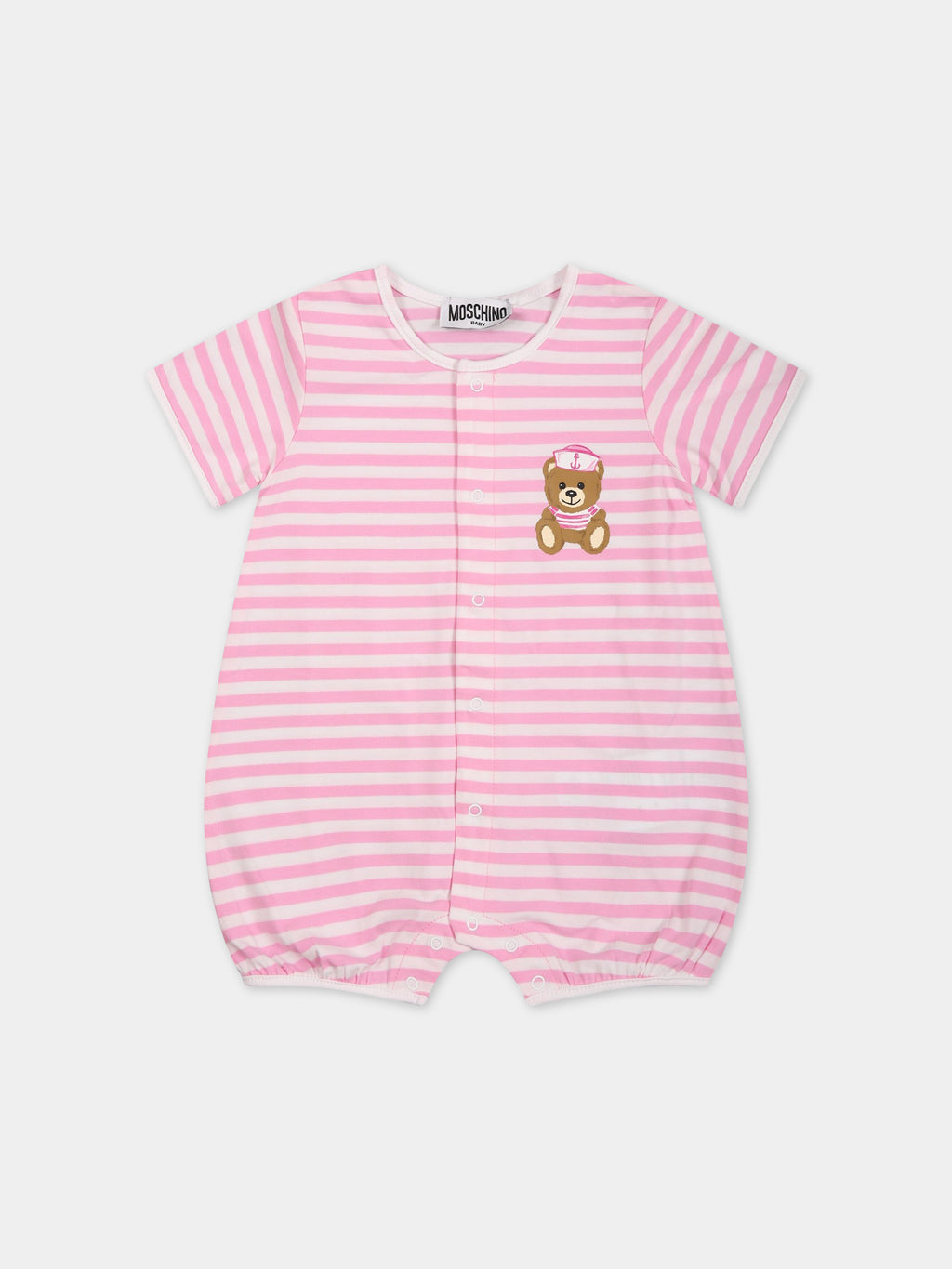 Pagliaccetto multicolor per neonata con Teddy Bear e logo